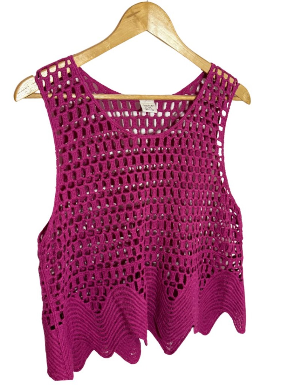 Anna & Ava Pink Crochet Tank Top 100% Cotton Cover Up XL